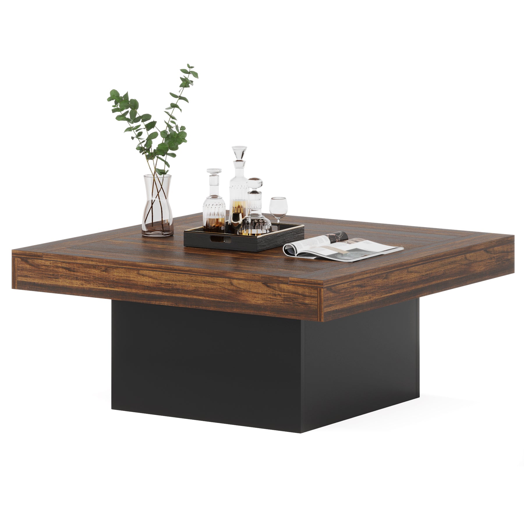 Square Coffee Table with LED Light